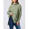 imageANRABESS Womens Oversized Turtleneck Batwing Sleeve Spilt Casual Loose Knit Tunic Pullover Sweater Tops 2025 Fall OutfitsGreen