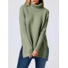 imageANRABESS Womens Oversized Turtleneck Batwing Sleeve Spilt Casual Loose Knit Tunic Pullover Sweater Tops 2025 Fall OutfitsGreen
