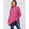 imageANRABESS Womens Oversized Turtleneck Batwing Sleeve Spilt Casual Loose Knit Tunic Pullover Sweater Tops 2025 Fall OutfitsHot Pink