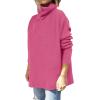 imageANRABESS Womens Oversized Turtleneck Batwing Sleeve Spilt Casual Loose Knit Tunic Pullover Sweater Tops 2025 Fall OutfitsHot Pink