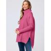 imageANRABESS Womens Oversized Turtleneck Batwing Sleeve Spilt Casual Loose Knit Tunic Pullover Sweater Tops 2025 Fall OutfitsHot Pink