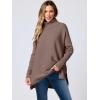imageANRABESS Womens Oversized Turtleneck Batwing Sleeve Spilt Casual Loose Knit Tunic Pullover Sweater Tops 2025 Fall OutfitsLight Brown