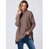 imageANRABESS Womens Oversized Turtleneck Batwing Sleeve Spilt Casual Loose Knit Tunic Pullover Sweater Tops 2025 Fall OutfitsLight Brown