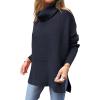 imageANRABESS Womens Oversized Turtleneck Batwing Sleeve Spilt Casual Loose Knit Tunic Pullover Sweater Tops 2025 Fall OutfitsNavy Blue