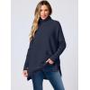 imageANRABESS Womens Oversized Turtleneck Batwing Sleeve Spilt Casual Loose Knit Tunic Pullover Sweater Tops 2025 Fall OutfitsNavy Blue