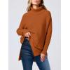 imageANRABESS Womens Oversized Turtleneck Batwing Sleeve Spilt Casual Loose Knit Tunic Pullover Sweater Tops 2025 Fall OutfitsOrange Rust