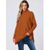 imageANRABESS Womens Oversized Turtleneck Batwing Sleeve Spilt Casual Loose Knit Tunic Pullover Sweater Tops 2025 Fall OutfitsOrange Rust
