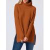 imageANRABESS Womens Oversized Turtleneck Batwing Sleeve Spilt Casual Loose Knit Tunic Pullover Sweater Tops 2025 Fall OutfitsOrange Rust