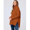 imageANRABESS Womens Oversized Turtleneck Batwing Sleeve Spilt Casual Loose Knit Tunic Pullover Sweater Tops 2025 Fall OutfitsOrange Rust