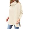 imageANRABESS Womens Oversized Turtleneck Batwing Sleeve Spilt Casual Loose Knit Tunic Pullover Sweater Tops 2025 Fall OutfitsParchment Apricot