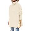 imageANRABESS Womens Oversized Turtleneck Batwing Sleeve Spilt Casual Loose Knit Tunic Pullover Sweater Tops 2025 Fall OutfitsParchment Apricot