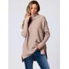 imageANRABESS Womens Oversized Turtleneck Batwing Sleeve Spilt Casual Loose Knit Tunic Pullover Sweater Tops 2025 Fall OutfitsPeach Brown Khaki