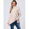 imageANRABESS Womens Oversized Turtleneck Batwing Sleeve Spilt Casual Loose Knit Tunic Pullover Sweater Tops 2025 Fall OutfitsPink
