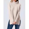 imageANRABESS Womens Oversized Turtleneck Batwing Sleeve Spilt Casual Loose Knit Tunic Pullover Sweater Tops 2025 Fall OutfitsPink