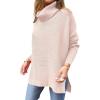 imageANRABESS Womens Oversized Turtleneck Batwing Sleeve Spilt Casual Loose Knit Tunic Pullover Sweater Tops 2025 Fall OutfitsPink