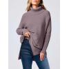 imageANRABESS Womens Oversized Turtleneck Batwing Sleeve Spilt Casual Loose Knit Tunic Pullover Sweater Tops 2025 Fall OutfitsPurple