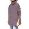 imageANRABESS Womens Oversized Turtleneck Batwing Sleeve Spilt Casual Loose Knit Tunic Pullover Sweater Tops 2025 Fall OutfitsPurple