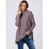 imageANRABESS Womens Oversized Turtleneck Batwing Sleeve Spilt Casual Loose Knit Tunic Pullover Sweater Tops 2025 Fall OutfitsPurple