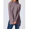 imageANRABESS Womens Oversized Turtleneck Batwing Sleeve Spilt Casual Loose Knit Tunic Pullover Sweater Tops 2025 Fall OutfitsPurple