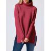 imageANRABESS Womens Oversized Turtleneck Batwing Sleeve Spilt Casual Loose Knit Tunic Pullover Sweater Tops 2025 Fall OutfitsRed