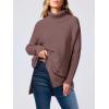 imageANRABESS Womens Oversized Turtleneck Batwing Sleeve Spilt Casual Loose Knit Tunic Pullover Sweater Tops 2025 Fall OutfitsRose