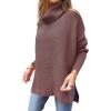 imageANRABESS Womens Oversized Turtleneck Batwing Sleeve Spilt Casual Loose Knit Tunic Pullover Sweater Tops 2025 Fall OutfitsRose