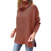 imageANRABESS Womens Oversized Turtleneck Batwing Sleeve Spilt Casual Loose Knit Tunic Pullover Sweater Tops 2025 Fall OutfitsRust