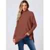imageANRABESS Womens Oversized Turtleneck Batwing Sleeve Spilt Casual Loose Knit Tunic Pullover Sweater Tops 2025 Fall OutfitsRust