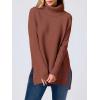 imageANRABESS Womens Oversized Turtleneck Batwing Sleeve Spilt Casual Loose Knit Tunic Pullover Sweater Tops 2025 Fall OutfitsRust