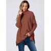 imageANRABESS Womens Oversized Turtleneck Batwing Sleeve Spilt Casual Loose Knit Tunic Pullover Sweater Tops 2025 Fall OutfitsRust