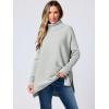 imageANRABESS Womens Oversized Turtleneck Batwing Sleeve Spilt Casual Loose Knit Tunic Pullover Sweater Tops 2025 Fall OutfitsSilver