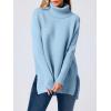 imageANRABESS Womens Oversized Turtleneck Batwing Sleeve Spilt Casual Loose Knit Tunic Pullover Sweater Tops 2025 Fall OutfitsSky