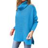 imageANRABESS Womens Oversized Turtleneck Batwing Sleeve Spilt Casual Loose Knit Tunic Pullover Sweater Tops 2025 Fall OutfitsSky Blue