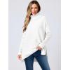 imageANRABESS Womens Oversized Turtleneck Batwing Sleeve Spilt Casual Loose Knit Tunic Pullover Sweater Tops 2025 Fall OutfitsWhite