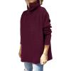 imageANRABESS Womens Oversized Turtleneck Batwing Sleeve Spilt Casual Loose Knit Tunic Pullover Sweater Tops 2025 Fall OutfitsWine Red