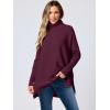 imageANRABESS Womens Oversized Turtleneck Batwing Sleeve Spilt Casual Loose Knit Tunic Pullover Sweater Tops 2025 Fall OutfitsWine Red
