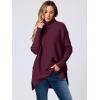 imageANRABESS Womens Oversized Turtleneck Batwing Sleeve Spilt Casual Loose Knit Tunic Pullover Sweater Tops 2025 Fall OutfitsWine Red