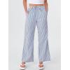 imageANRABESS Womens Striped Gingham Pants 2025 Fall Pajama Lounge Boxer Pants Casual Wide Leg Drawstring PJ Bottoms TrousersBlue White Stripe