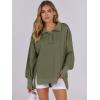 imageANRABESS Womens Sweatshirts Oversized Casual Loose Button Up Henley Pullover Top High Low Split 2025 Fall Fashion OutfitsArmy Green