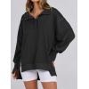 imageANRABESS Womens Sweatshirts Oversized Casual Loose Button Up Henley Pullover Top High Low Split 2025 Fall Fashion OutfitsBlack