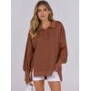 imageANRABESS Womens Sweatshirts Oversized Casual Loose Button Up Henley Pullover Top High Low Split 2025 Fall Fashion OutfitsBrown