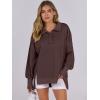 imageANRABESS Womens Sweatshirts Oversized Casual Loose Button Up Henley Pullover Top High Low Split 2025 Fall Fashion OutfitsCoffee