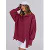imageANRABESS Womens Sweatshirts Oversized Casual Loose Button Up Henley Pullover Top High Low Split 2025 Fall Fashion OutfitsDeep Red