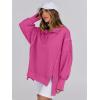 imageANRABESS Womens Sweatshirts Oversized Casual Loose Button Up Henley Pullover Top High Low Split 2025 Fall Fashion OutfitsHot Pink