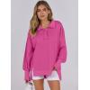 imageANRABESS Womens Sweatshirts Oversized Casual Loose Button Up Henley Pullover Top High Low Split 2025 Fall Fashion OutfitsHot Pink