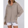imageANRABESS Womens Sweatshirts Oversized Casual Loose Button Up Henley Pullover Top High Low Split 2025 Fall Fashion OutfitsKhaki