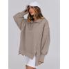 imageANRABESS Womens Sweatshirts Oversized Casual Loose Button Up Henley Pullover Top High Low Split 2025 Fall Fashion OutfitsKhaki