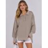 imageANRABESS Womens Sweatshirts Oversized Casual Loose Button Up Henley Pullover Top High Low Split 2025 Fall Fashion OutfitsKhaki