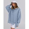 imageANRABESS Womens Sweatshirts Oversized Casual Loose Button Up Henley Pullover Top High Low Split 2025 Fall Fashion OutfitsLight Grey Blue