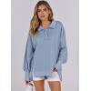 imageANRABESS Womens Sweatshirts Oversized Casual Loose Button Up Henley Pullover Top High Low Split 2025 Fall Fashion OutfitsLight Grey Blue
